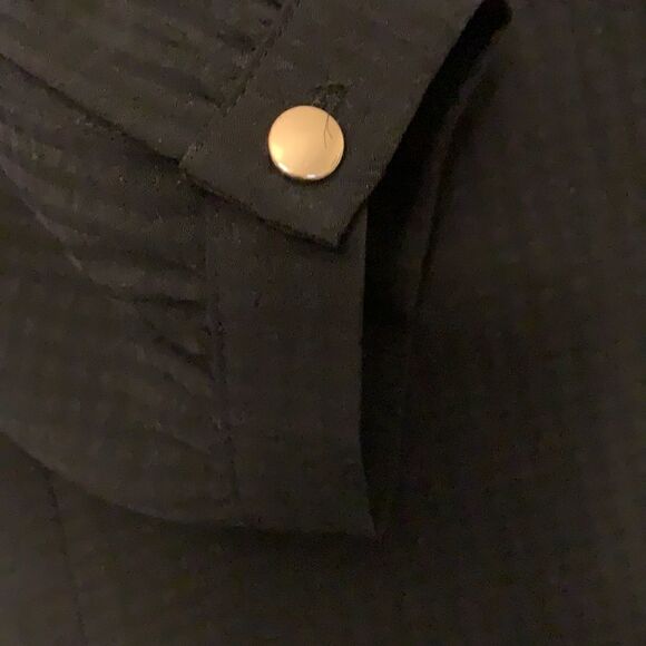 J Crew long sleeve black blouse with gold buttons on cuff. Size S Length 27” - Picture 3 of 6